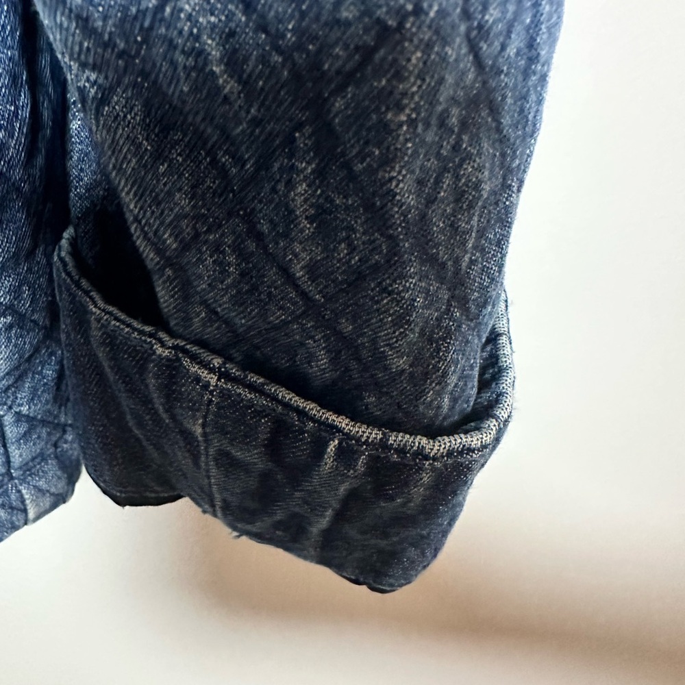 Vtg Denim Quilted Jean Jacket with Floral Embroidery pockets L - Picture 3 of 10